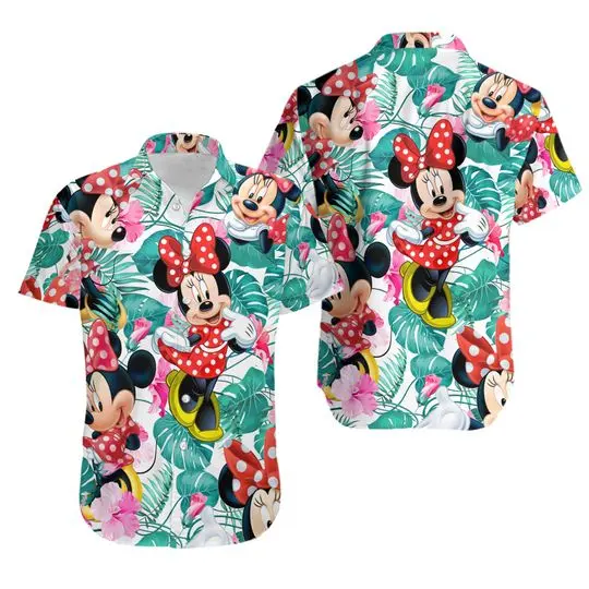 Cute Minnie Mouse Tropical Hibiscus Hawaiian Shirt Gift For Your Girlfriend Boyfriend Gift For Love Gift For Friend Best Valentine Present Holiday Gift