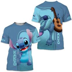 Cute Stitch Tshirt Disney Cartoon Outfits Unisex Casual T-shirts Meaningful Gift For Family Gift For Boyfriend Valentine Gift