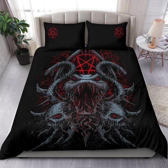 Skull Demon Serpent Satanic Pentagram Shrine Bedding Set Gift For Your Girlfriend Boyfriend Gift For Love Gift For Friend Best Valentine Present Holiday Gift