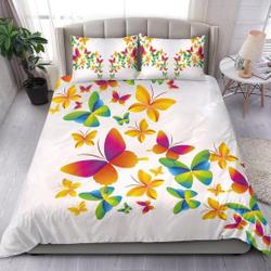 Rainbow Butterflies Bedding Set, Duvet CoverGift For Your Girlfriend Boyfriend Gift For Love Gift For Friend Best Valentine Present Holiday Gift