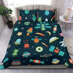 Space Aircraft Duvet Cover, Bedroom Decor BeddingGift For Your Girlfriend Boyfriend Gift For Love Gift For Friend Best Valentine Present Holiday Gift