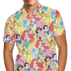 Princess Sketches Disney Inspired - Men's Button Down Hawaiians Shirt Gift For Your Girlfriend Boyfriend Gift For Love Gift For Friend Best Valentine Present Holiday Gift