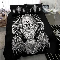 Gothic Skull Cat 3 Piece Duvet Set Skull Cat Bedding Set Gift For Your Girlfriend Boyfriend Gift For Love Gift For Friend Best Valentine Present Holiday Gift