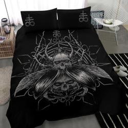 Skull Satanic Fly Bedding Set Gift For Your Girlfriend Boyfriend Gift For Love Gift For Friend Best Valentine Present Holiday Gift