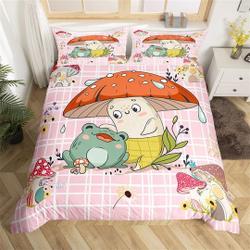 Cartoon Mushroom Frog Bedding SetsGift For Your Girlfriend Boyfriend Gift For Love Gift For Friend Best Valentine Present Holiday Gift