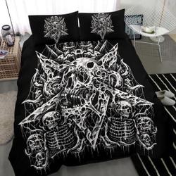 Skull Skeleton Satanic Pentagram Bedding Set Gift For Your Girlfriend Boyfriend Gift For Love Gift For Friend Best Valentine Present Holiday Gift