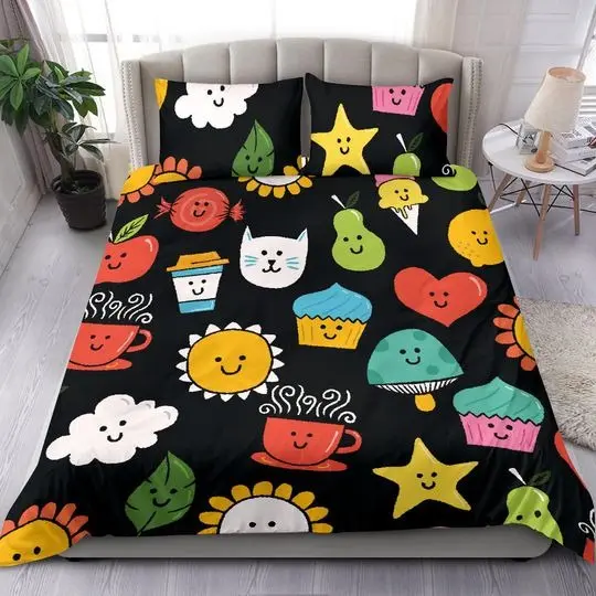 Smiley, Bedroom Decor Bedding, Bedding Set Gift For Your Girlfriend Boyfriend Gift For Love Gift For Friend Best Valentine Present Holiday Gift
