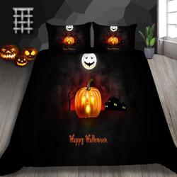 Skull and Pumpkin Halloween Bedding Set Gift For Your Girlfriend Boyfriend Gift For Love Gift For Friend Best Valentine Present Holiday Gift