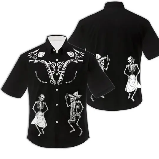 Dancing Skeleton Dia De Los Muertos Hawaiian Shirt Gift For Your Girlfriend Boyfriend Gift For Love Gift For Friend Best Valentine Present Holiday Gift