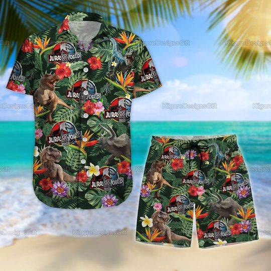 Jurassic Park Hawaiian Shirt, Jurassic Dinosaur Summer Shorts Gift For Your Girlfriend Boyfriend Gift For Love Gift For Friend Best Valentine Present Holiday Gift