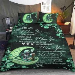 Jack Skellington And Sally couple I Choose You Bedding Set Gift For Your Girlfriend Boyfriend Gift For Love Gift For Friend Best Valentine Present Holiday Gift