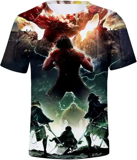 Attack on Titan Novelty 3D Anime Printed T-Shirt Meaningful Gift For Family Gift For Boyfriend Valentine Gift