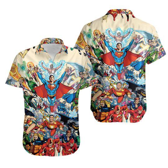 DC All Heroes Hawaiian Shirt Gift For Your Girlfriend Boyfriend Gift For Love Gift For Friend Best Valentine Present Holiday Gift