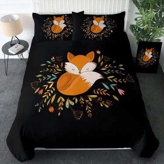 Fox Quilt Cover Wolve Cuddle Bedding SetsGift For Your Girlfriend Boyfriend Gift For Love Gift For Friend Best Valentine Present Holiday Gift