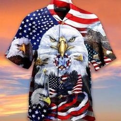 American Eagle US Flag Hawaiian Shirt , July 4th Ohana shirt Gift For Your Girlfriend Boyfriend Gift For Love Gift For Friend Best Valentine Present Holiday Gift