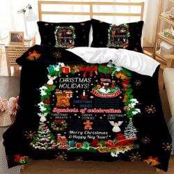 Christmas Holidays Symbols of Celebration  Deer Tree Bedding Set Gift For Your Girlfriend Boyfriend Gift For Love Gift For Friend Best Valentine Present Holiday Gift