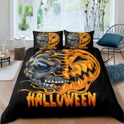 Spooky pumpkin zombie face off Halloween Bedding Set Gift For Your Girlfriend Boyfriend Gift For Love Gift For Friend Best Valentine Present Holiday Gift