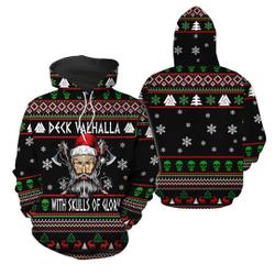 Deck Valhalla Viking Christmas Pattern Hoodie