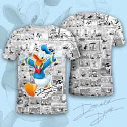 Cute Donald Duck Comic Pattern Disney Cartoon Outfits Unisex Casual T-shirts Meaningful Gift For Family Gift For Boyfriend Valentine Gift