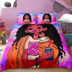 3D African American Black Girl Magic Bedding Set Gift For Your Girlfriend Boyfriend Gift For Love Gift For Friend Best Valentine Present Holiday Gift