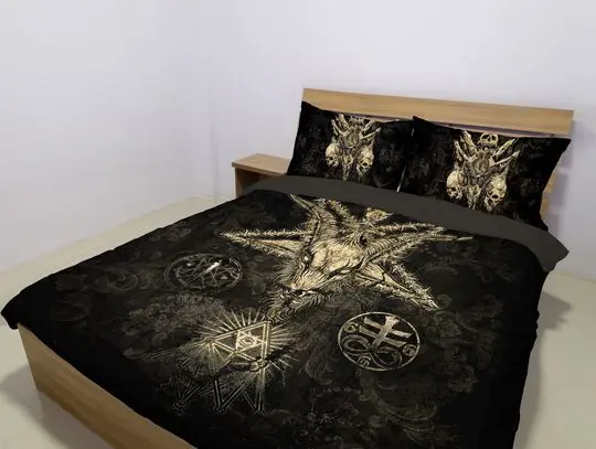 Satanic Sigil of baphomet Bedding SetsGift For Your Girlfriend Boyfriend Gift For Love Gift For Friend Best Valentine Present Holiday Gift
