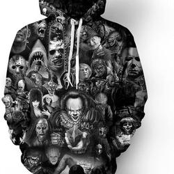 Horror Movie 3D Hoodie, Funny Character Halloween 3D Hoodie