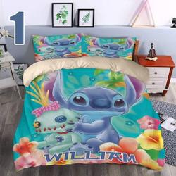 Personalized Stitch Ohana Lilo and Stitch Bedding Set, Stitch Quilt BlanketGift For Your Girlfriend Boyfriend Gift For Love Gift For Friend Best Valentine Present Holiday Gift