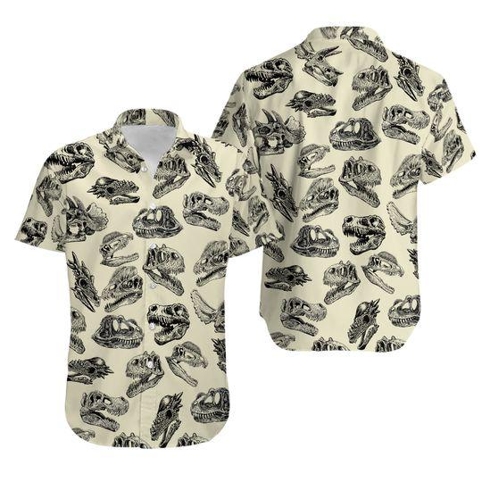 Dinosaur Skull Button Up Shirt, Dinosaur Shirts Gift For Your Girlfriend Boyfriend Gift For Love Gift For Friend Best Valentine Present Holiday Gift