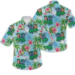 Disney Aloha Stitch Ohana Hawaiian Shirt,Summer Beach Trip Family Hawaiian Shirt, Aloha Hawaiian Beach Shirt Gift For Your Girlfriend Boyfriend Gift For Love Gift For Friend Best Valentine Present Holiday Gift