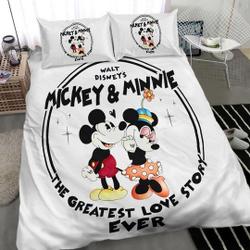 Disney Bedding Sets, Greatest Love Story, Mickey & Minnie Mouse Bedroom Bedding Set Gift For Your Girlfriend Boyfriend Gift For Love Gift For Friend Best Valentine Present Holiday Gift