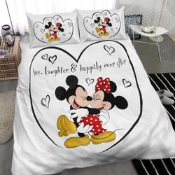 Disney Bedding Sets, Happily Ever After, Mickey & Minnie Mouse Love Bedroom Bedding Set Gift For Your Girlfriend Boyfriend Gift For Love Gift For Friend Best Valentine Present Holiday Gift