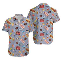 Disney Cars Lightning McQueen Kachow Art Fabric Pattern, Disney Haiwaii Shirt Gift For Your Girlfriend Boyfriend Gift For Love Gift For Friend Best Valentine Present Holiday Gift