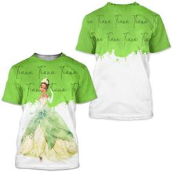 Tiana Princess Green Watercolor Glitter Disney 3D T-shirts Meaningful Gift For Family Gift For Boyfriend Valentine Gift