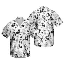 Disney Mickey And Friends Sketch Art Hawaiian Shirt Gift For Your Girlfriend Boyfriend Gift For Love Gift For Friend Best Valentine Present Holiday Gift