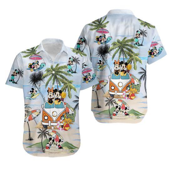 Disney Mickey and Minnie On Beach Hawaiian Shirt Gift For Your Girlfriend Boyfriend Gift For Love Gift For Friend Best Valentine Present Holiday Gift