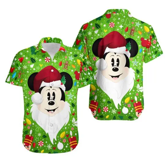 Disney Mickey Santa Claus Merry Christmas Hawaiian Shirt Gift For Your Girlfriend Boyfriend Gift For Love Gift For Friend Best Valentine Present Holiday Gift