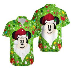 Disney Mickey Santa Claus Merry Christmas Hawaiian Shirt Gift For Your Girlfriend Boyfriend Gift For Love Gift For Friend Best Valentine Present Holiday Gift