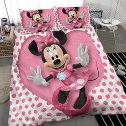 Disney Minnie Mouse Cotton Matting Bedding Set Gift For Your Girlfriend Boyfriend Gift For Love Gift For Friend Best Valentine Present Holiday Gift