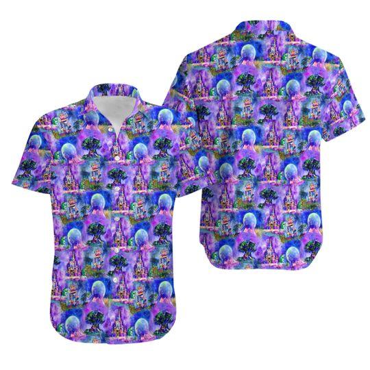 Disney parks inspired short sleeved button down shirt Gift For Your Girlfriend Boyfriend Gift For Love Gift For Friend Best Valentine Present Holiday Gift