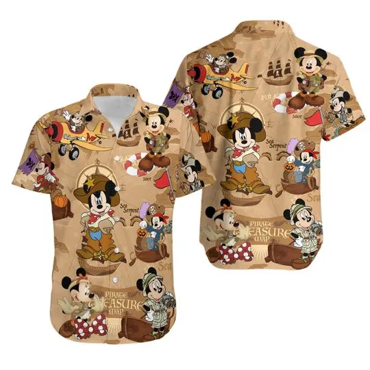 Disney Pirates Mickey Mouse Treasure Map Hawaiian Shirt Gift For Your Girlfriend Boyfriend Gift For Love Gift For Friend Best Valentine Present Holiday Gift