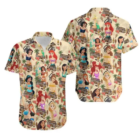 Disney Princess Summer Swimming Hawaiian Shirt Gift For Your Girlfriend Boyfriend Gift For Love Gift For Friend Best Valentine Present Holiday Gift