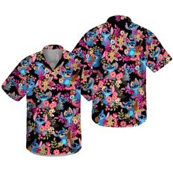 Disney Stitch Hawaiian Shirt, Cute Stitch Shirt, Floral Shirt  ft Gift For Your Girlfriend Boyfriend Gift For Love Gift For Friend Best Valentine Present Holiday Gift