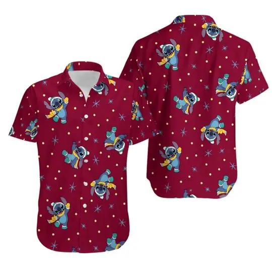 Disney Stitch Merry Christmas Hawaiian Shirt Gift For Your Girlfriend Boyfriend Gift For Love Gift For Friend Best Valentine Present Holiday Gift