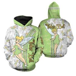 Disney Tinker Bell Green | Hoodies Cross Comic Book Patterns | Stylist Unisex Graphic Cartoon Outfits | Clothing Men Women Kids Toddlers