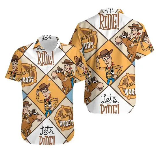 Disney Toy Story Woody Sherif Argyle Let's Ride Disney Haiwaii Shirt Gift For Your Girlfriend Boyfriend Gift For Love Gift For Friend Best Valentine Present Holiday Gift