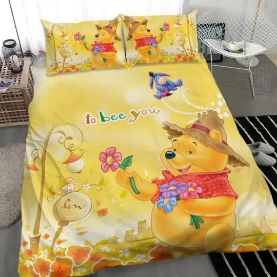 Disney Yellow Winnie The Pooh Bedding Set Gift For Your Girlfriend Boyfriend Gift For Love Gift For Friend Best Valentine Present Holiday Gift