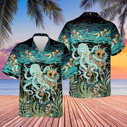Diver Fighting with Octopus for Summer Hawaiian Shirt Gift For Your Girlfriend Boyfriend Gift For Love Gift For Friend Best Valentine Present Holiday Gift