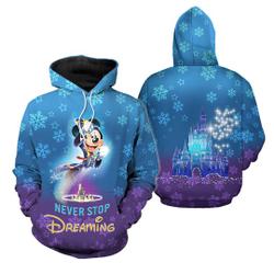 Mickey Mouse Magic Castle Never Stop Dreaming Disney 3D Hoodie