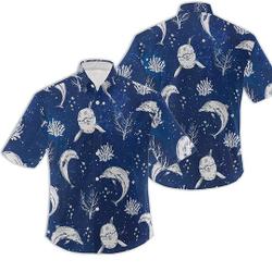 Dolphin Hawaiian Shirt, Dolphin Beach Shirt Gift For Your Girlfriend Boyfriend Gift For Love Gift For Friend Best Valentine Present Holiday Gift