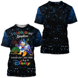 Donald Duck Quotes Blue Black Pattern Disney Cartoon Outfits Unisex Casual T-shirts 3D Meaningful Gift For Family Gift For Boyfriend Valentine Gift
